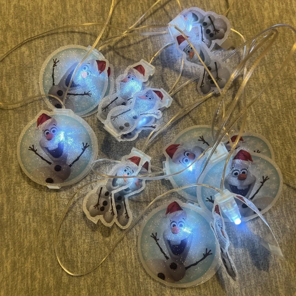 Disney Frozen Olaf Snowman Strand Of 10 Holiday‎ Christmas Lights Decor Battery